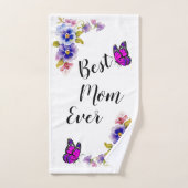 Stiefmütterchen Beste Mama je Badetuch Set (Handtuch)