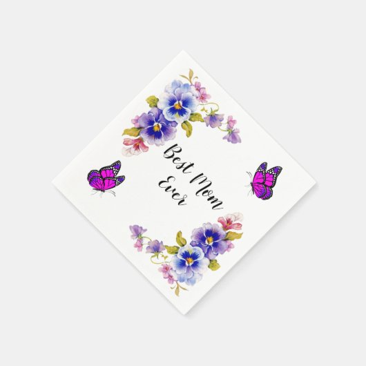 Stiefmütterchen Beste Mama je Napkins Serviette (Ecke)