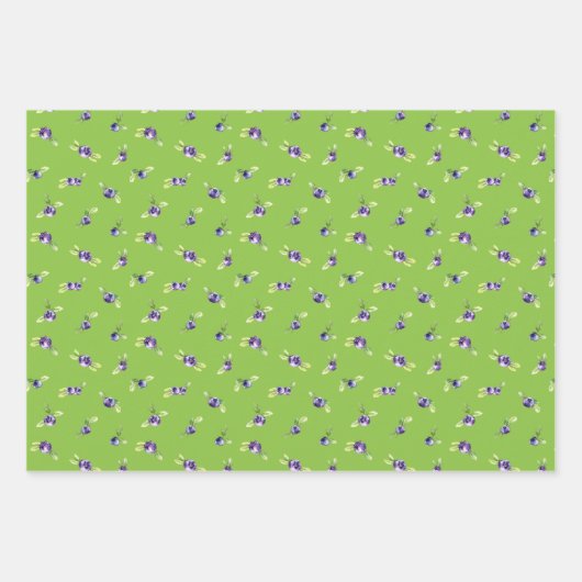 Stiefmütterchen, Blaubeeren und Gartensteine Geschenkpapier Set (Vorderseite 3)