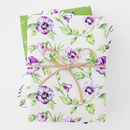 Stiefmütterchen, Blaubeeren und Gartensteine Geschenkpapier Set (Beispiel)