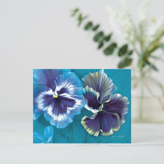 Stiefmütterchen blaue Blume Postkarte (Stehend Vorderseite)