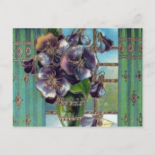 Stiefmütterchen-Blumen im Vintage-Stil in einer Va Postkarte