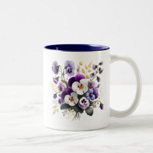 Stiefmütterchen-Blumen-Tasse, Elegante Blumen-Kaff Zweifarbige Tasse