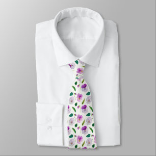 Stiefmütterchen-Blumen und Blätter Floral Krawatte