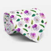 Stiefmütterchen-Blumen und Blätter Floral Krawatte (Gerollt)