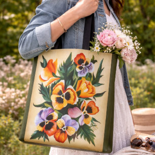 Stiefmütterchen-Blumengeschenk für sie im rustikal Tasche