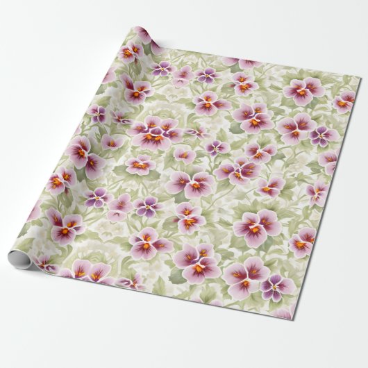 Stiefmütterchen-Blumenmuster Geschenkpapier (Ungerollt)