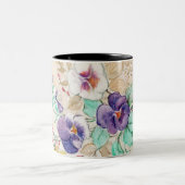 Stiefmütterchen Bouquet auf einem Coffee Cup Zweifarbige Tasse (Mittel)