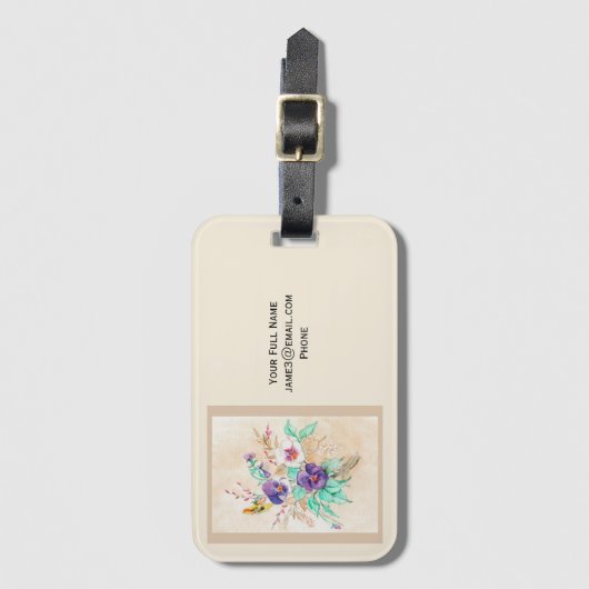 Stiefmütterchen Bouquet Gepäckmarke Gepäckanhänger (Vorderseite Vertikal)