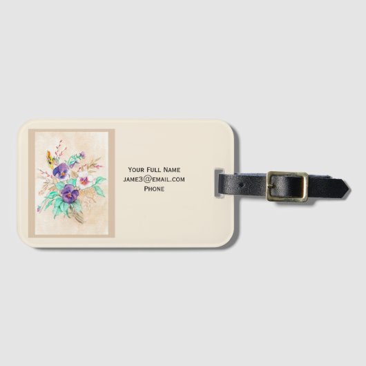 Stiefmütterchen Bouquet Gepäckmarke Gepäckanhänger (Vorderseite (Horizontal))