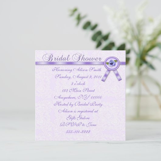 Stiefmütterchen Bridal Dusche Einladung (Stehend Vorderseite)