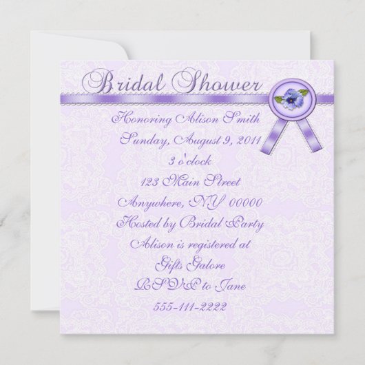 Stiefmütterchen Bridal Dusche Einladung (Vorderseite)