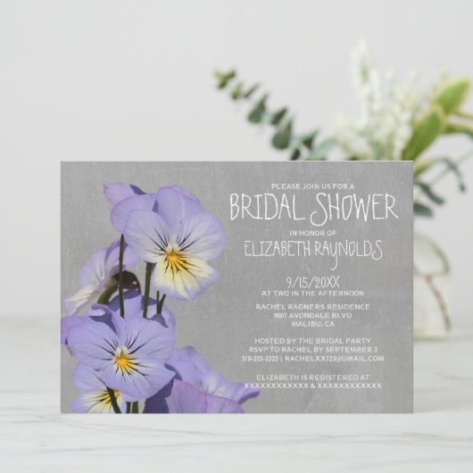 Stiefmütterchen Bridal Dusche Einladungen (Stehend Vorderseite)