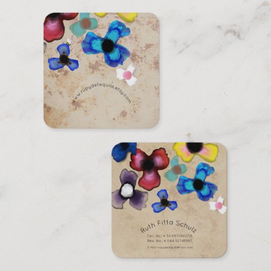 Stiefmütterchen Business Cards Einzigartig Quadratische Visitenkarte (Vorne/Hinten)