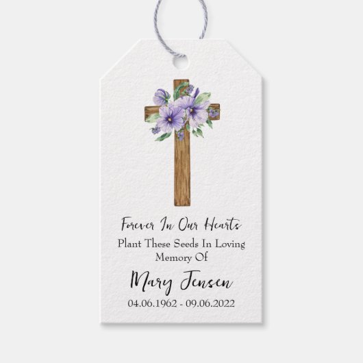 Stiefmütterchen-Cross-Gedenk-Funeral-Samenpackung Geschenkanhänger (Vorderseite)