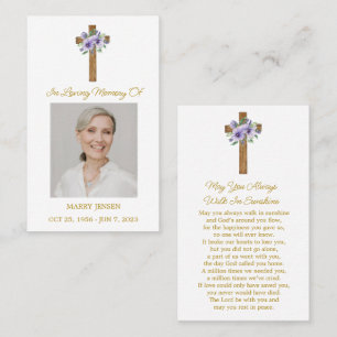 Stiefmütterchen Cross Gedenkfoto Trauer Gebet Kart Visitenkarte