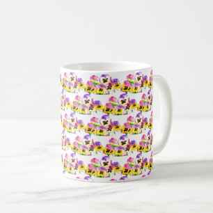 Stiefmütterchen Floral Vintage Garten Gemalt Kaffeetasse