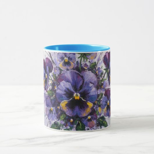 Stiefmütterchen-Flüstern - Keramikbecher Tasse (Zentrum)