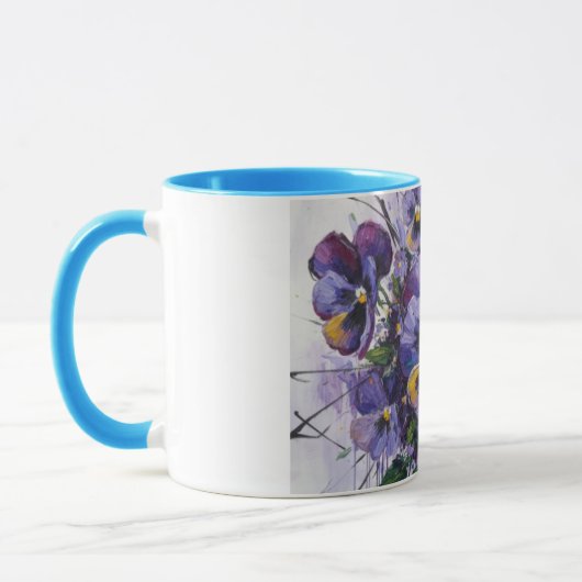 Stiefmütterchen-Flüstern - Keramikbecher Tasse (Links)