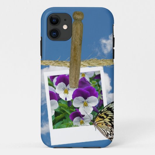 Stiefmütterchen-Foto mit Schmetterling Case-Mate iPhone Hülle (Rückseite)