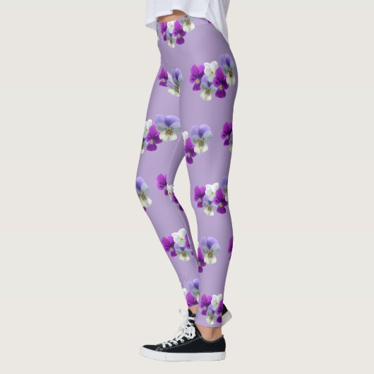 Stiefmütterchen Fünf Blume Muster Lila Legierung Leggings (Links)