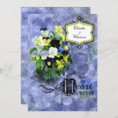 Stiefmütterchen-Herz-Hochzeits-12x18 Einladung (Vorne/Hinten)