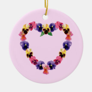 Stiefmütterchen Herz Keramik Ornament