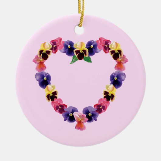 Stiefmütterchen Herz Keramik Ornament (Vorne)