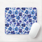 Stiefmütterchen im Aquarellstil Lila Blauer Blumen Mousepad (Mit Mouse)