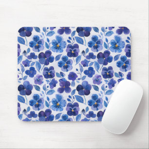 Stiefmütterchen im Aquarellstil Lila Blauer Blumen Mousepad