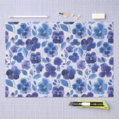 Stiefmütterchen im Aquarellstil Lila Blauer Blumen Seidenpapier (Handwerk)
