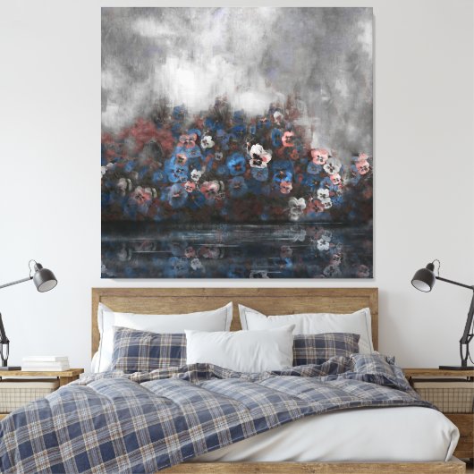 "Stiefmütterchen im Nebel" 100 cm x 100 cm Leinwanddruck (Insitu (Schlafzimmer))