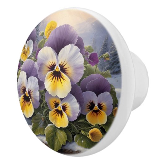 Stiefmütterchen im Schnee Keramikknauf (Rechts)