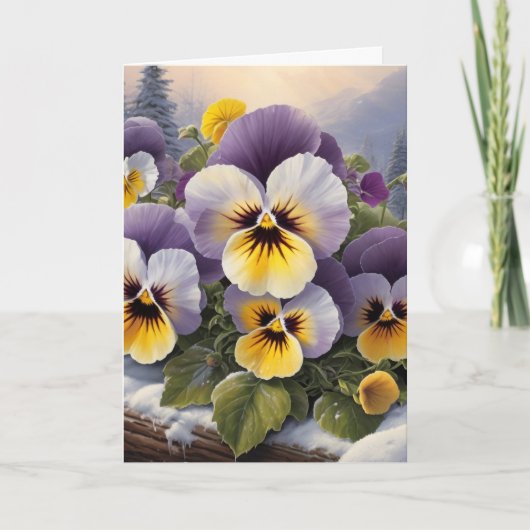 Stiefmütterchen im Schneefall Karte (Vorderseite)