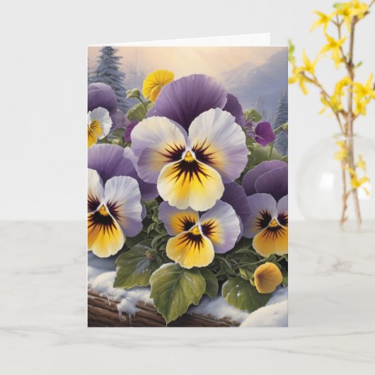 Stiefmütterchen im Schneefall Karte (Gelbe Blume)