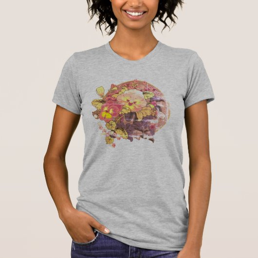 Stiefmütterchen im Vintage-Design T-Shirt (Vorderseite)