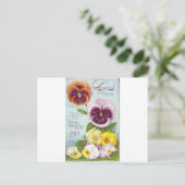 Stiefmütterchen im Vintage-Stil Postkarte (Stehend Vorderseite)