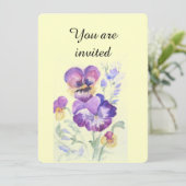 Stiefmütterchen in Aquarellen Einladung (Stehend Vorderseite)