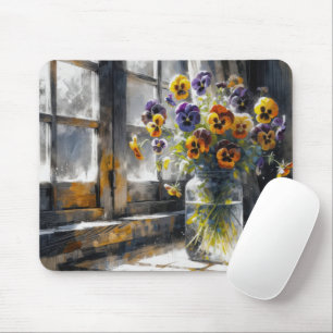 Stiefmütterchen in einem Glas Jar Mousepad