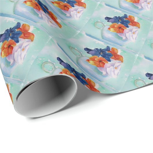 STIEFMÜTTERCHEN IN EINEM TEACUP GESCHENKPAPIER (Rolleneckpunkt)