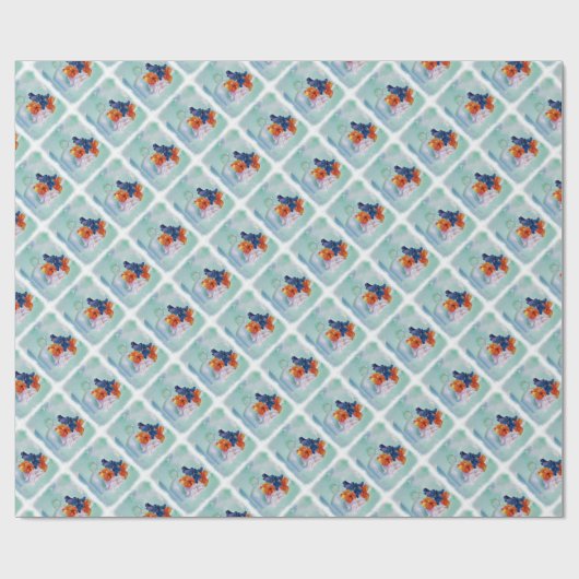 STIEFMÜTTERCHEN IN EINEM TEACUP-VERPACKUNGS-PAPIER GESCHENKPAPIER (Flach)