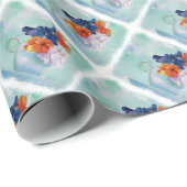 STIEFMÜTTERCHEN IN EINEM TEACUP-VERPACKUNGS-PAPIER GESCHENKPAPIER (Rolleneckpunkt)