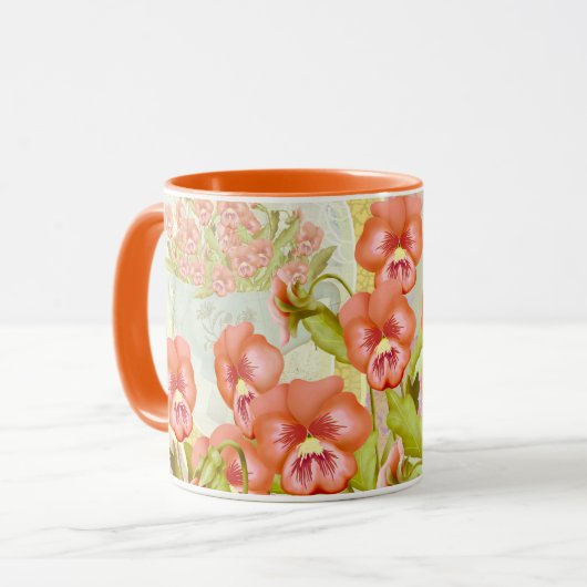 Stiefmütterchen in einer Schale Tasse (Vorderseite Links)