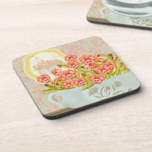 Stiefmütterchen in einer Schüssel Getränkeuntersetzer (Linke Seite)