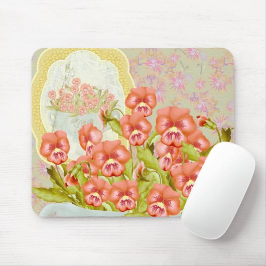 Stiefmütterchen in einer Schüssel Mousepad (Mit Mouse)
