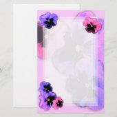 Stiefmütterchen in Rosa Briefpapier (Vorne/Hinten)