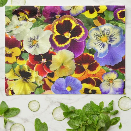 Stiefmütterchen ~ Küchen-Tuch Geschirrtuch (Gefaltet)