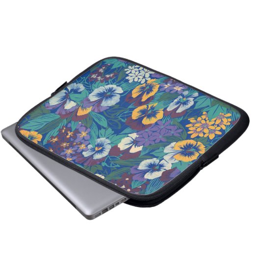 Stiefmütterchen Laptopschutzhülle (Vorne Knopf)