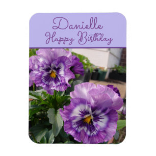 Stiefmütterchen Lila Blume floral Mädchen Name Geb Magnet