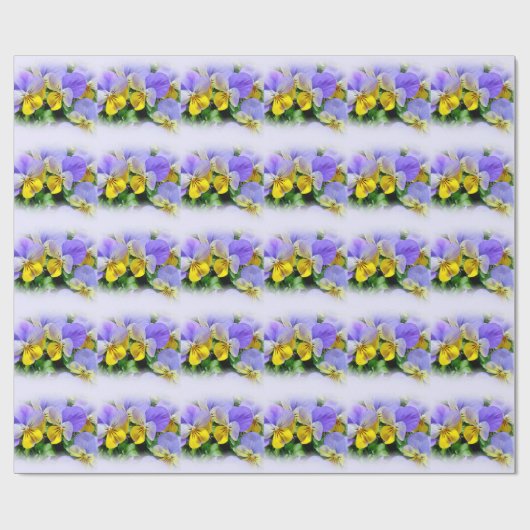 Stiefmütterchen - Lila und gelb Geschenkpapier (Flach)